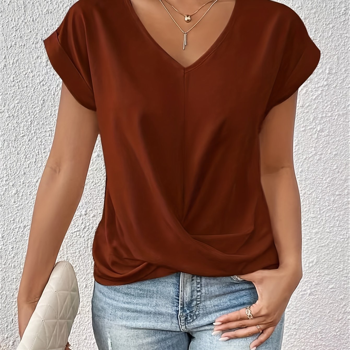 Maja™ | Kortærmet t-shirt med sweetheart hals