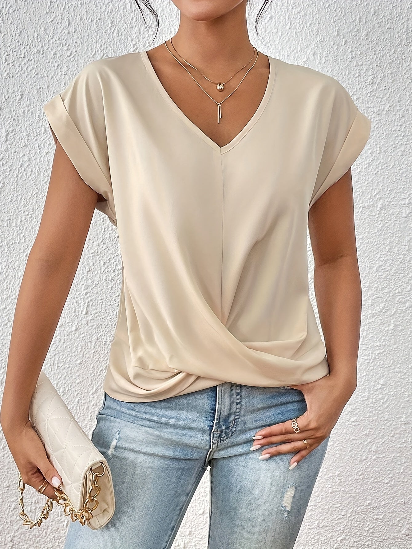Maja™ | Kortærmet t-shirt med sweetheart hals