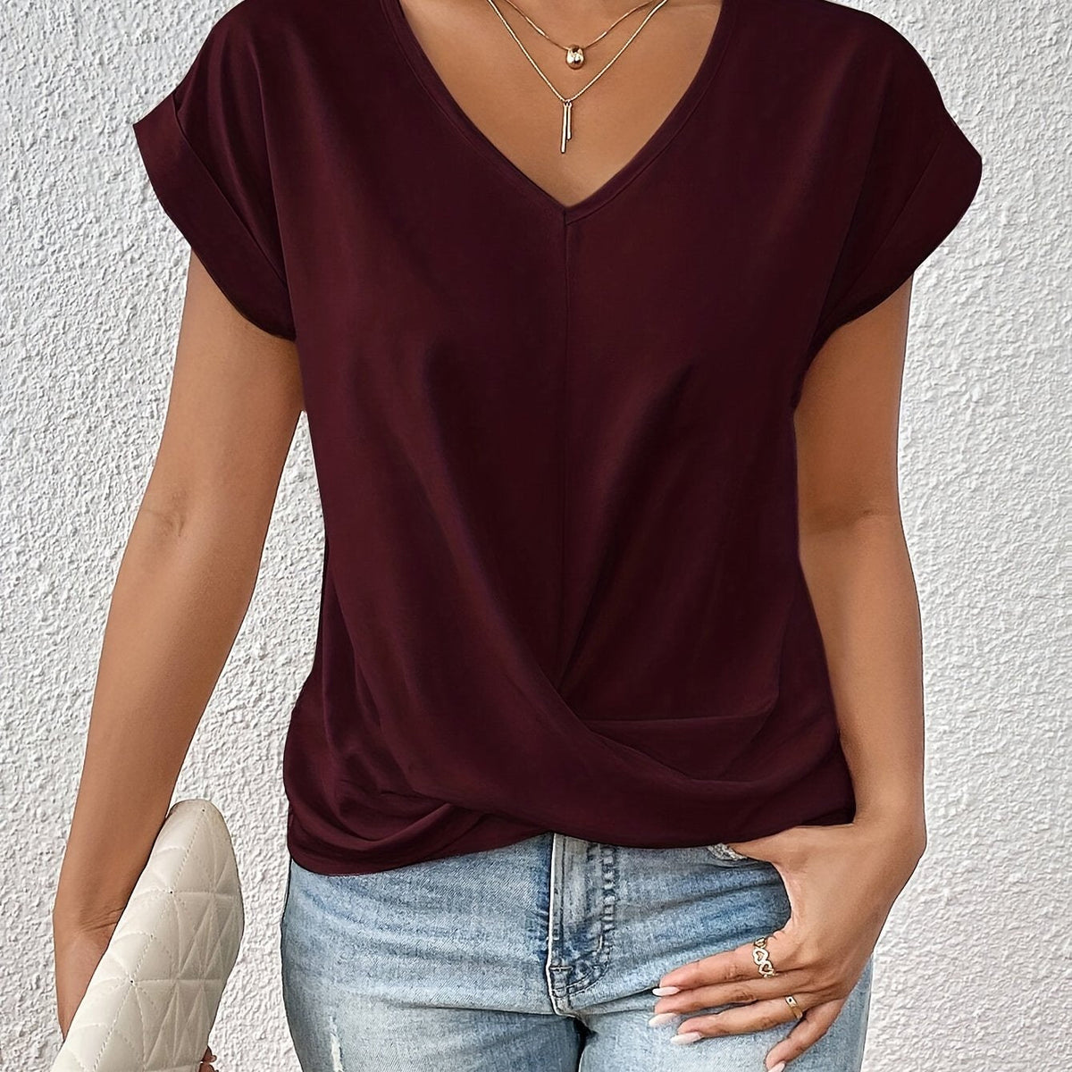 Maja™ | Kortærmet t-shirt med sweetheart hals