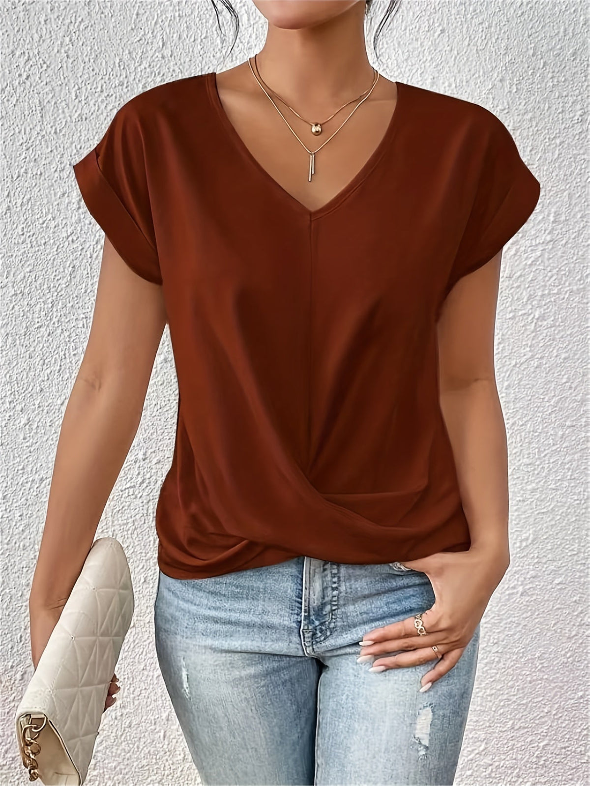 Maja™ | Kortærmet t-shirt med sweetheart hals