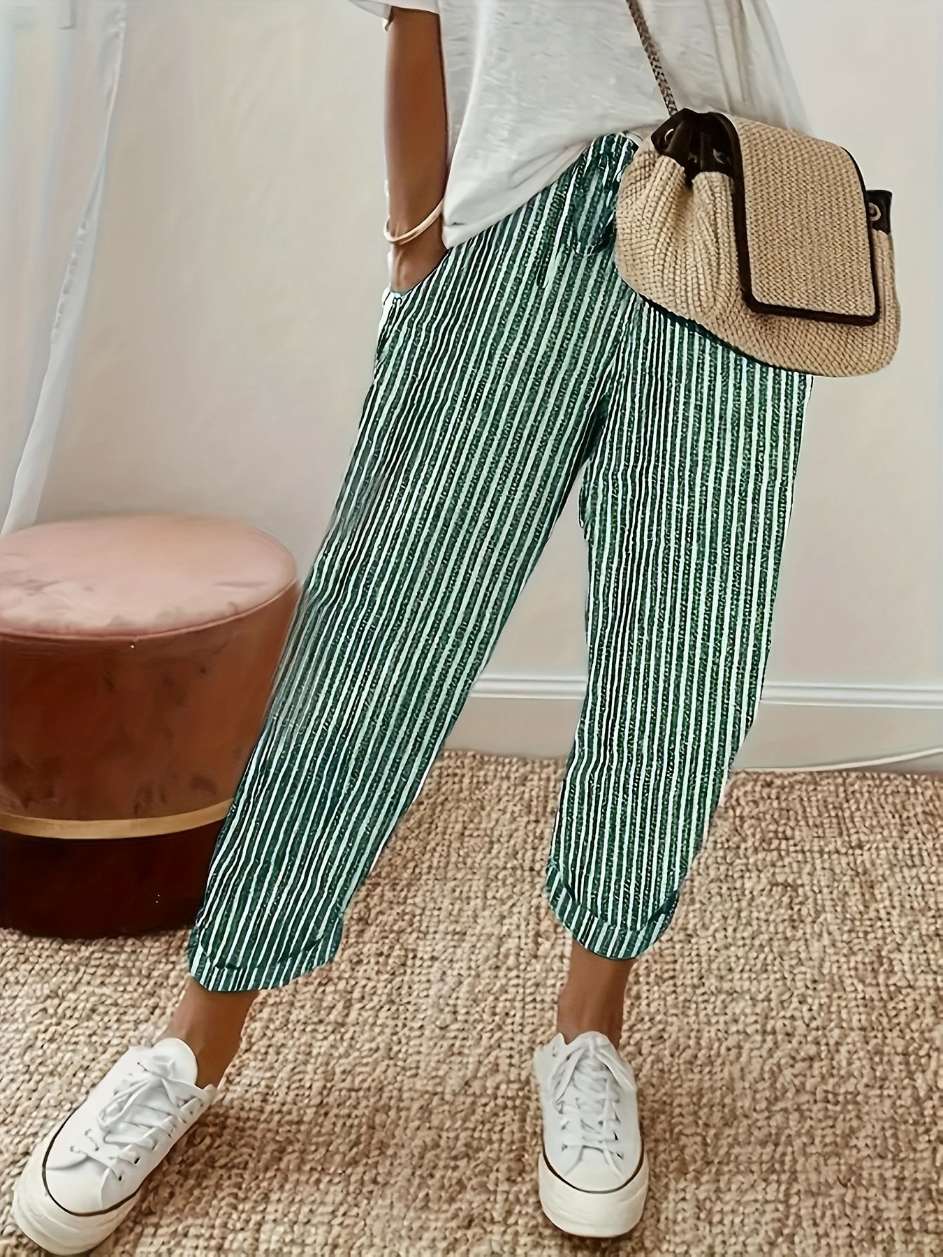 Maja™ | Stribet wide-leg bukser