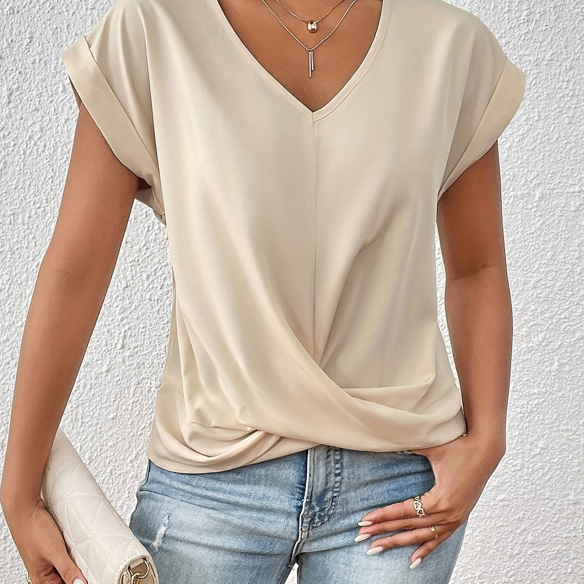 Maja™ | Kortærmet t-shirt med sweetheart hals