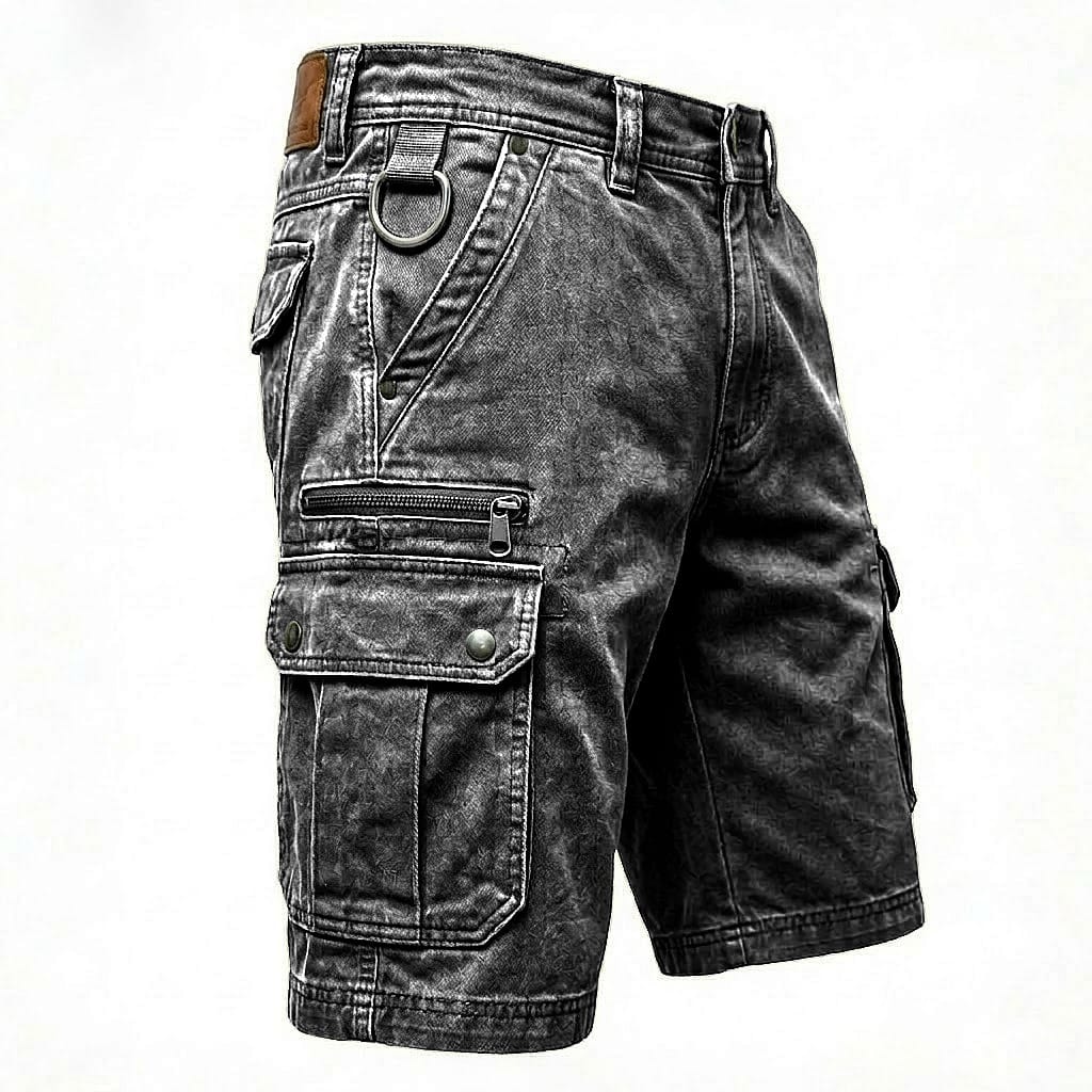 Mads™ | Funktionelle denim cargo-shorts
