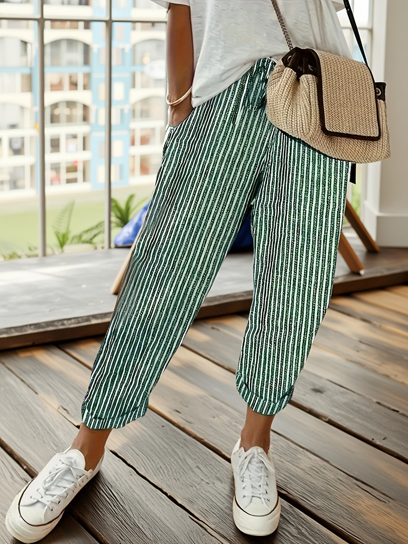 Maja™ | Stribet wide-leg bukser