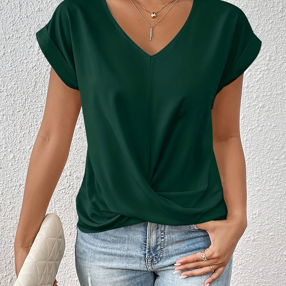 Maja™ | Kortærmet t-shirt med sweetheart hals