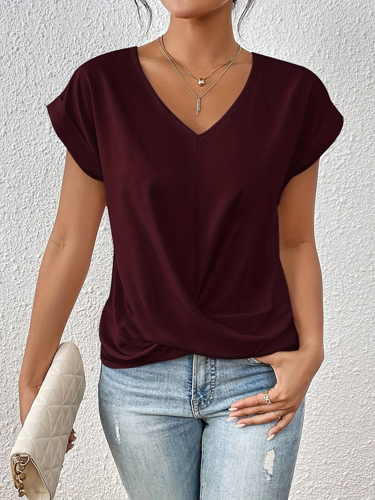 Maja™ | Kortærmet t-shirt med sweetheart hals