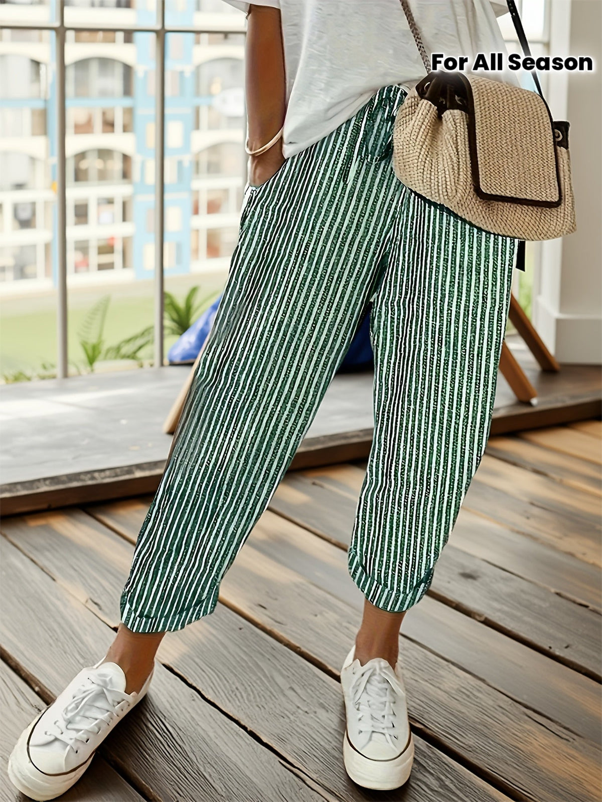 Maja™ | Stribet wide-leg bukser