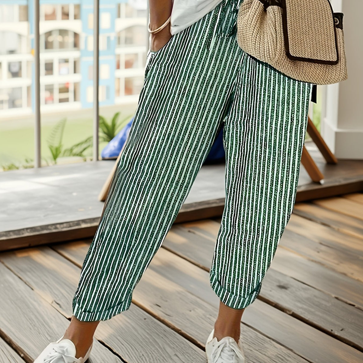 Maja™ | Stribet wide-leg bukser