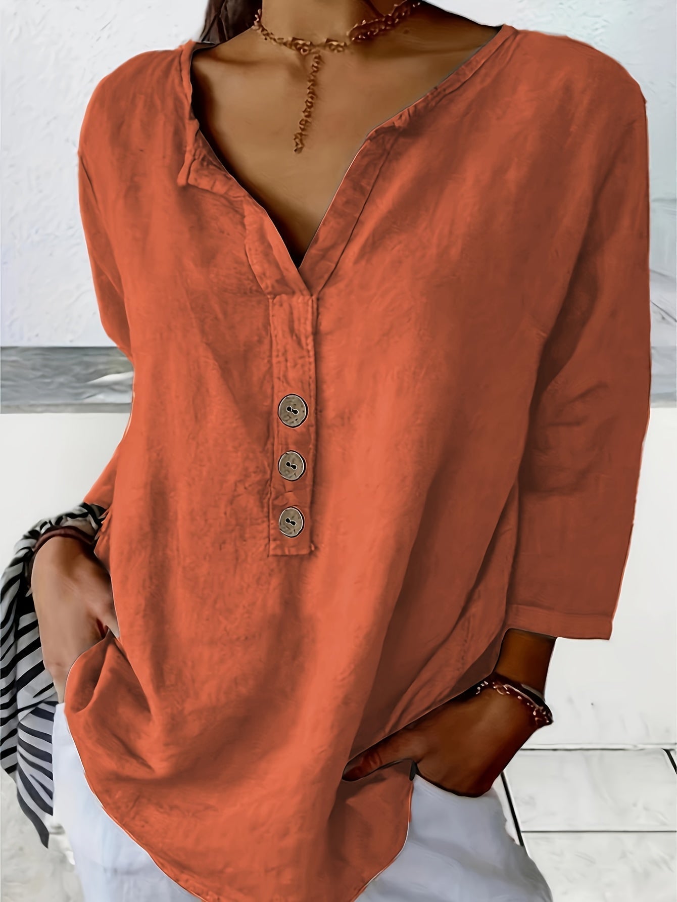 Frida™ | Oversized V-hals bluse