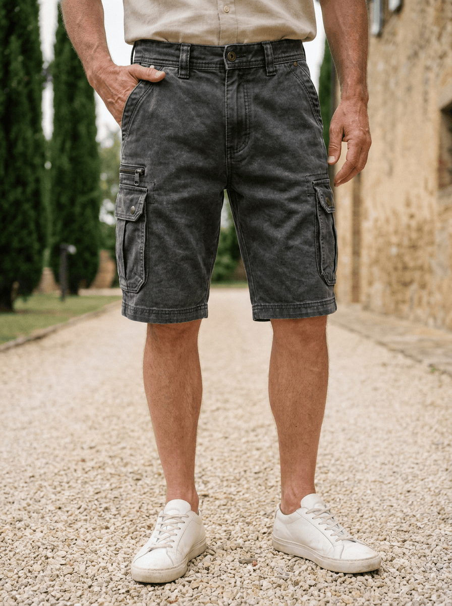 Mads™ | Funktionelle denim cargo-shorts