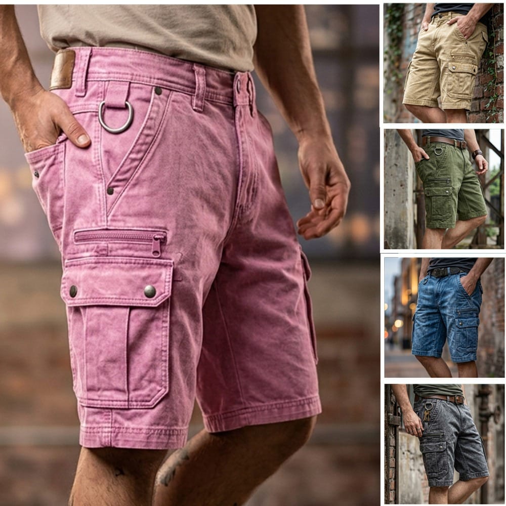 Mads™ | Funktionelle denim cargo-shorts