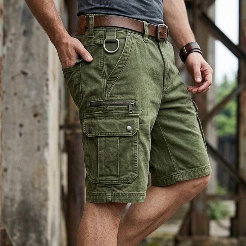 Mads™ | Funktionelle denim cargo-shorts