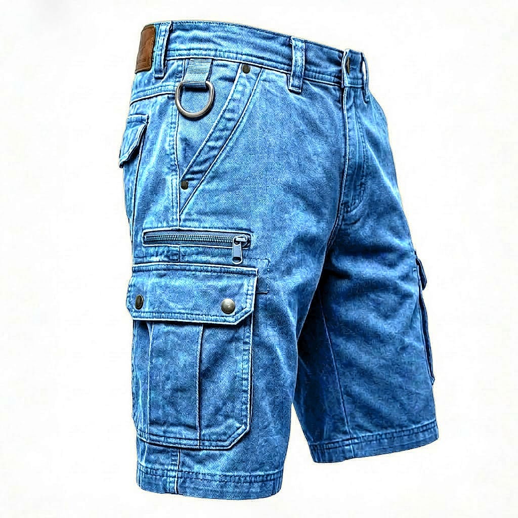 Mads™ | Funktionelle denim cargo-shorts